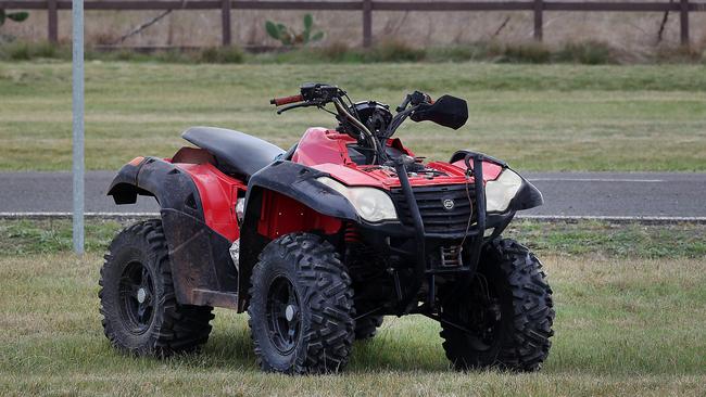 A quad bike on Beattys Rd, where the teen cousins died on Fathers Day. Picture: Ian Currie