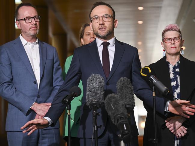 CANBERRA, Australia, NewsWire Photos. June 6, 2024: Leader of the Australian Greens Adam Bandt holds a press conference at Parliament House in Canberra. Picture: NCA NewsWire / Martin Ollman