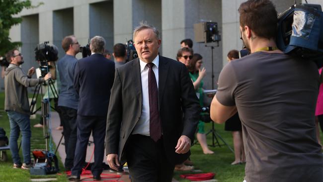 Opposition Leader Anthony Albanese holds a press conference on John Setka at Parliament House on Wednesday. Picture: Kym Smith