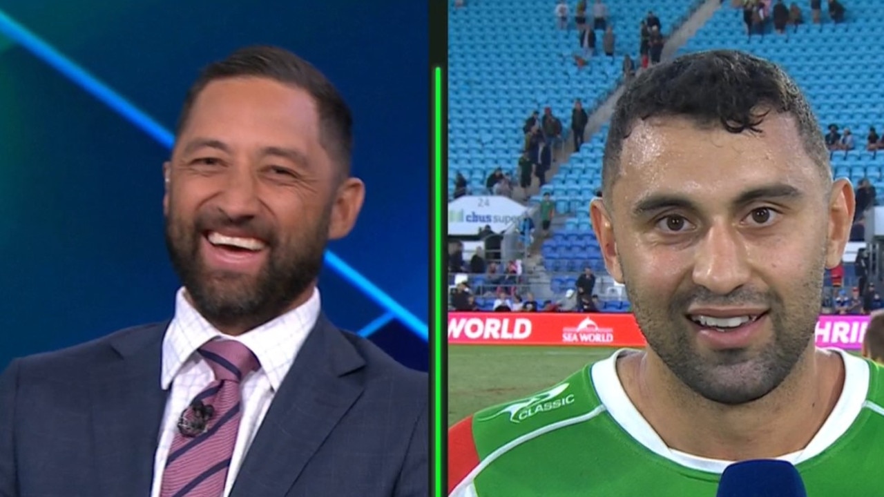 Benji Marshall enjoyed the stitch up. Photo: Fox Sports