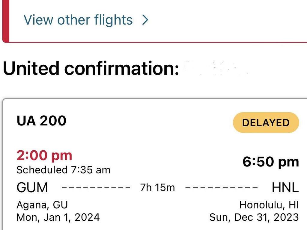 The updated schedule Dan Fisch received after the flight was delayed. Picture: X