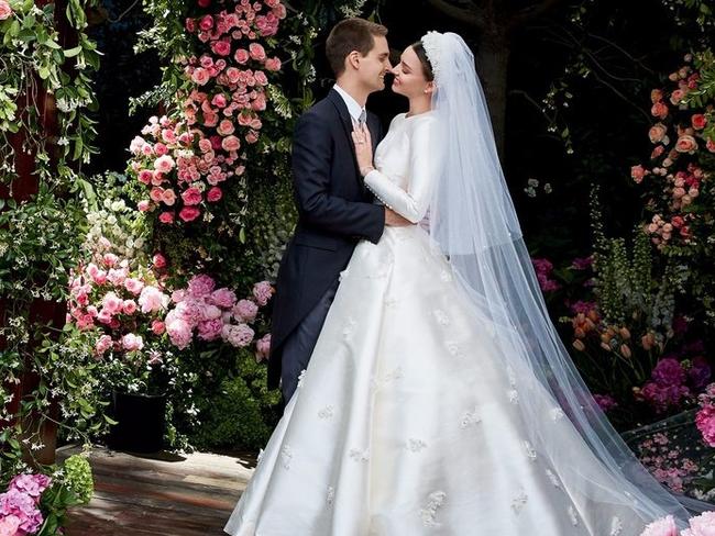 Miranda Kerr with Evan Spiegal on their wedding day in May 2017. Source: Patrick Demarchelier/Vogue