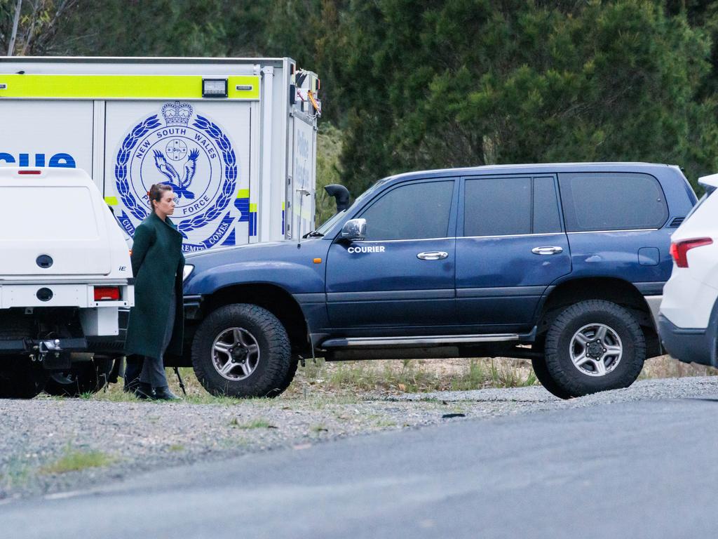 The family of Jesse Baird depart from the crime scene on Jerrara Rd, Bungonia, where the bodies were found.