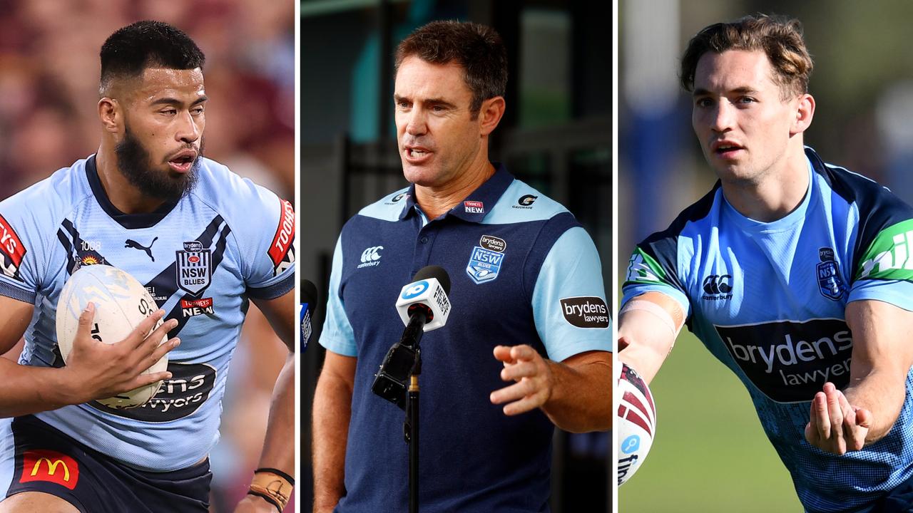 Payne Haas, coach Brad Fittler, and Cameron Murray.