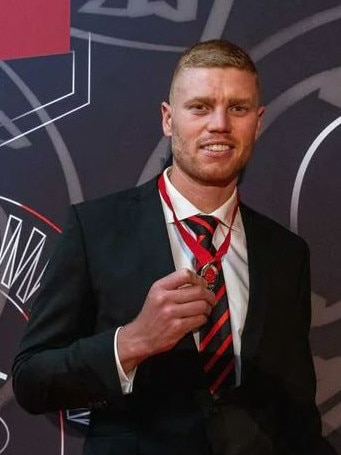 Essendon forward Peter Wright has claimed his maiden Crichton Medal as the club's best and fairest player for the 2022 season. Picture: Facebook/Essendon FC