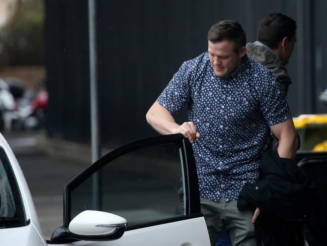 Bulldogs players arrive at the Harbour View Hotel in The Rocks for Mad Monday. Picture: Toby Zerna