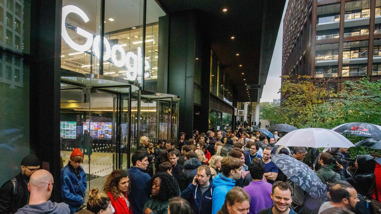 Google staff stage a walkout at the company's UK headquarters in London on November 1, 2018 as part of a global campaign. Picture: Tolga Akmen / AFP