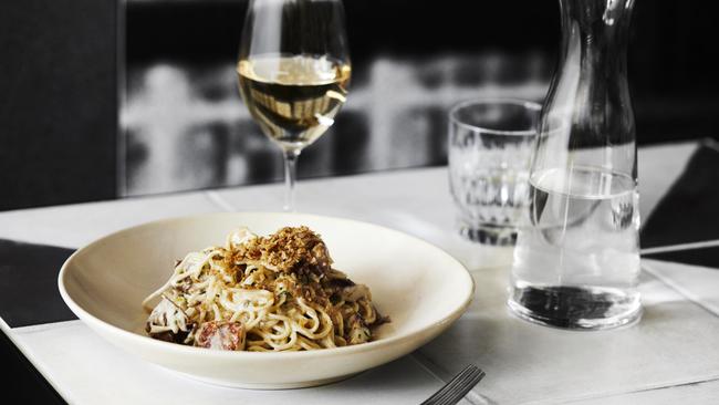 Spaghetti of confit chicken is more sharehouse miss than hit. Picture: Sharyn Cairns