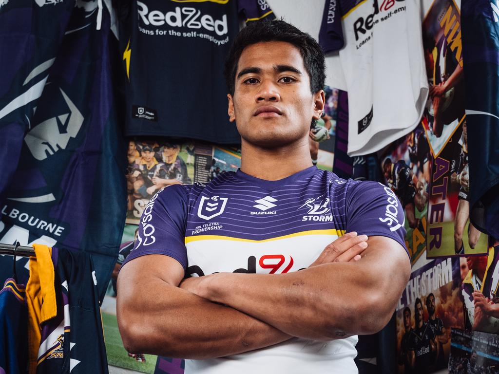 Melbourne Storm young gun Sualauvi Faalogo has signed a five-year-deal with the club. PIc: Melbourne Storm