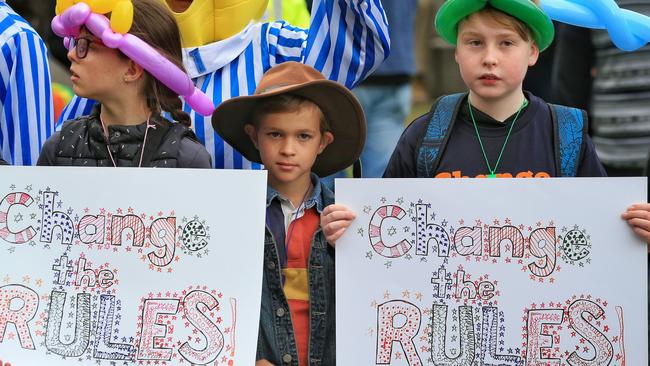 Kids have also joined in on the rally action. Picture: Mark Stewart