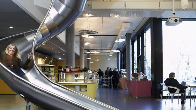 Wheee! Google’s Zurich office has a slide. Yep. 