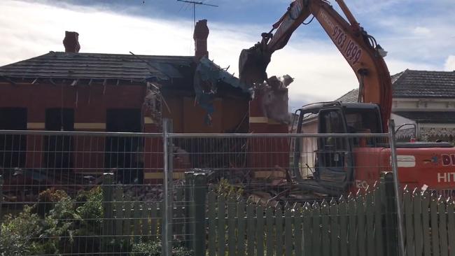 A historic home in Elsternwick being demolished.