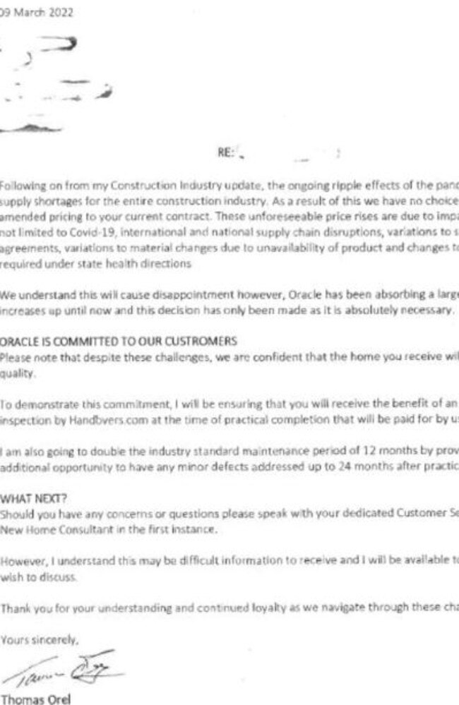 A letter from the company’s director Thomas Orel outlines the issues for clients.