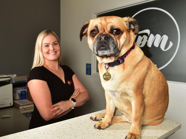 Practice manager at TPM Rachel Fabbro with her 4 year old Pug, Honey. Picture: Shae Beplate.