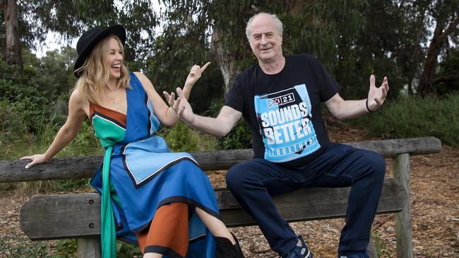 Kylie Minogue and Michael Gudinski before the Sounds Better Together show. Picture: Mushroom Group