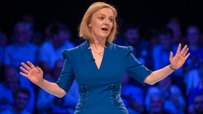 Liz Truss on the hustings in Exeter, England, this week. Picture: Getty Images