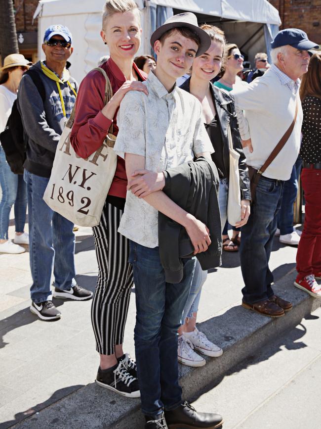 Danish Robertson, Heath Robertson and Ella Robertson at the 2018 Manly Jazz festival. Picture: Adam Yip