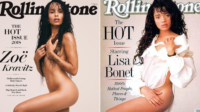 Zoe Kravitz recreates mother Lisa Bonet's Rolling Stone cover from 30 years ago. Picture: Rolling Stone