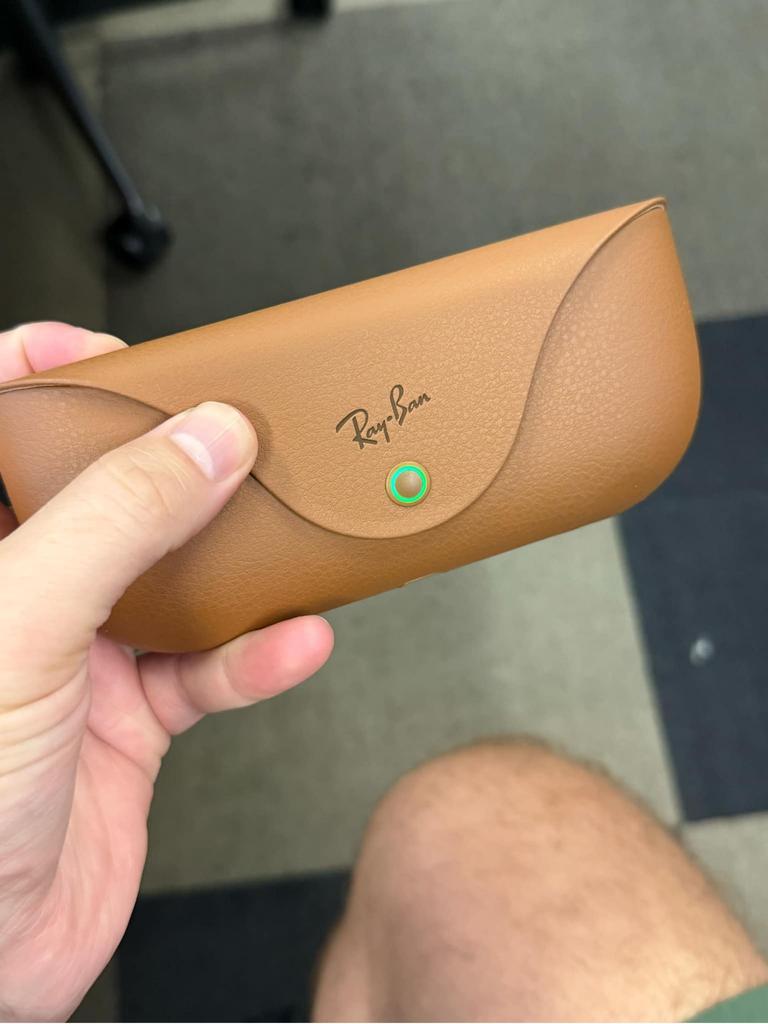 The case glows to indicate the battery level on the Ray-Ban Meta Smart Glasses. Picture: Troy Nankervis