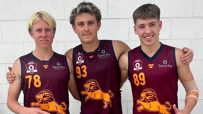 Club and school mates – Nelson Beikoff-Smart (winger), Beau Lester Sutherland (midfielder) and Charlie Elliott (midfielder) pictured here in a PBC club jersey.