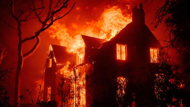 A home burns during the Eaton fire in the Altadena area. Picture: AFP