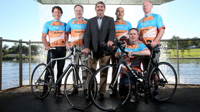 12/12/14 - Jim Mead, Gerold Ward, Les Burdett, Ben Sullivan, Paul Ingram and Anthony Pope getting ready for the Bupa Challenge. Picture Simon Cross