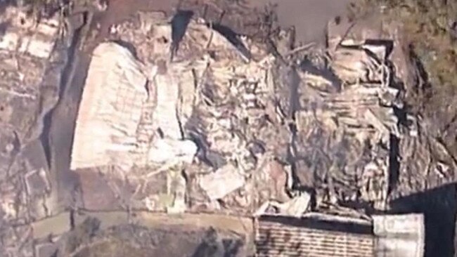 The lodge devastated by fire. Picture: ABC News