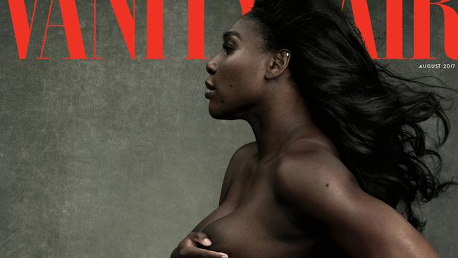 (Use as Custom crop at 650 x 870) This image made by Annie Leibovitz exclusively for Vanity Fair shows the cover of the August edition of the magazine, unveiled Tuesday, June 27, 2017, featuring Serena Williams. Serena announced her pregnancy with Reddit co-founder Alexis Olhanian in April. The magazine reports the couple will be married in the fall after the baby is born. Picture: Annie Leibovitz/Vanity Fair via AP