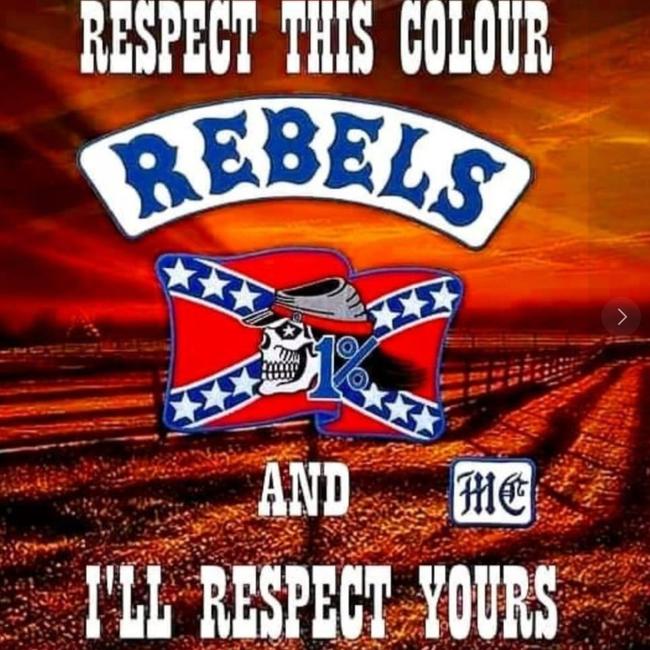 Charlie Read's latest Facebook and Instagram profile picture supports the Rebels OMCG. Source: FACEBOOK.