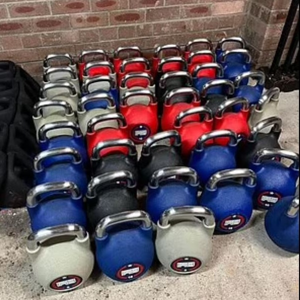 These kettlebells are selling for $2 a kilo.