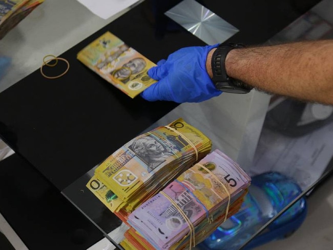 Cash seized during the wide-sweeping raids on December 20, 2018. Picture: NSW Police.