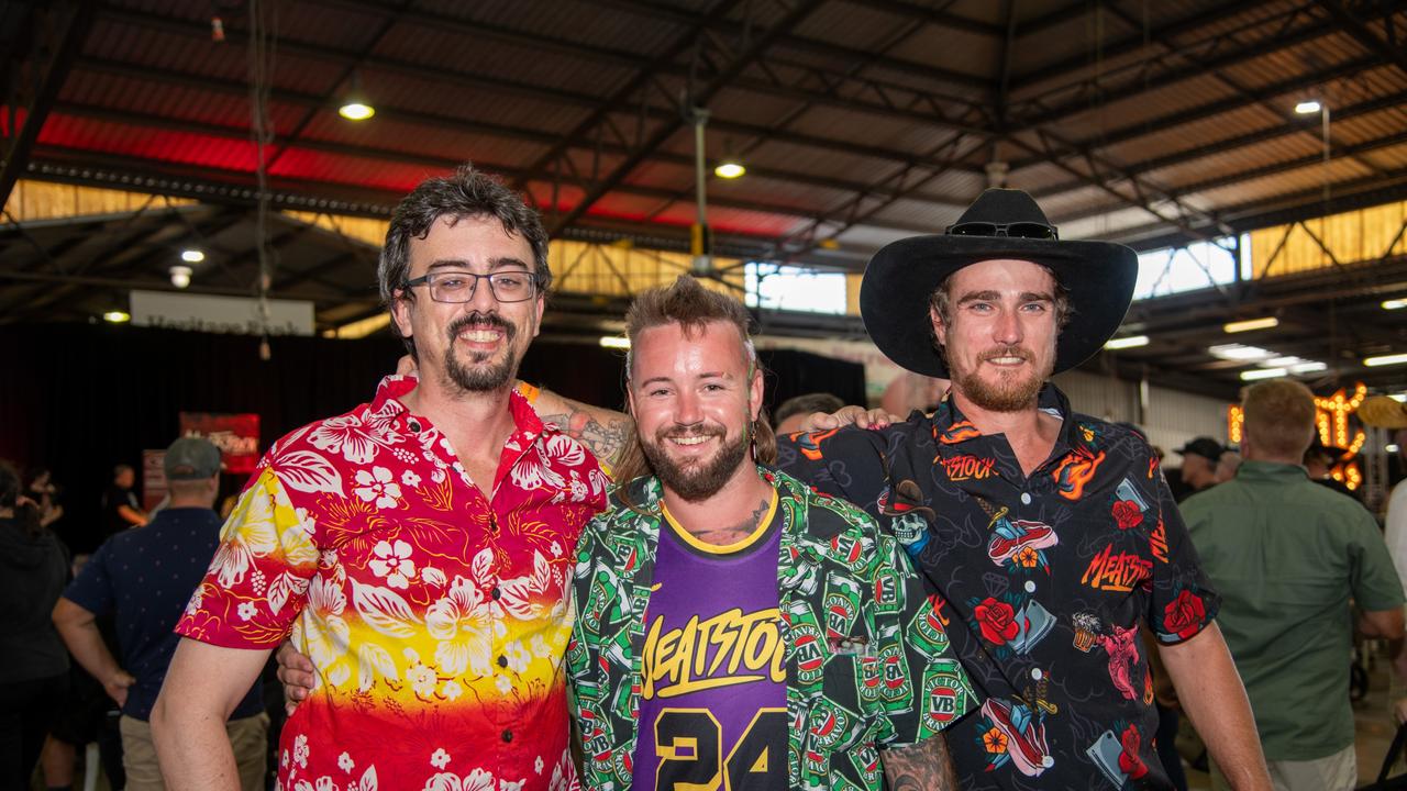 Daniel Wilson, Ash Tognolini, Brandon Taylor. Meatstock - Music, Barbecue and Camping Festival at Toowoomba Showgrounds.Saturday March 9th, 2024 Picture: Bev Lacey