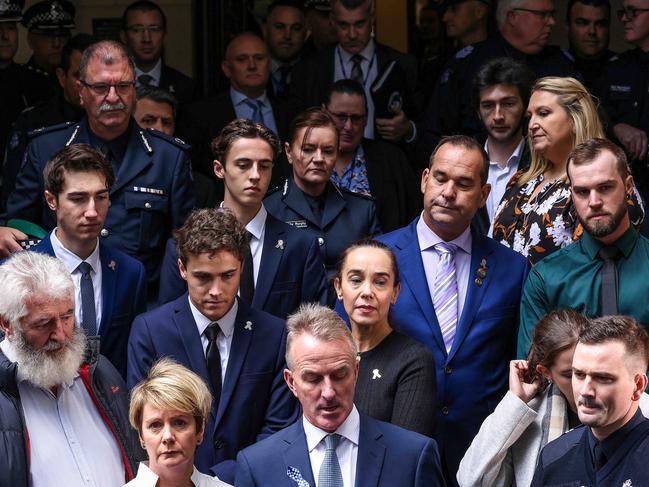 Loved ones of the slain police officers at court for Mohinder Singh’s original sentencing. Picture: Ian Currie