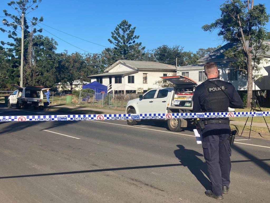 Police in Laidley after the murder.