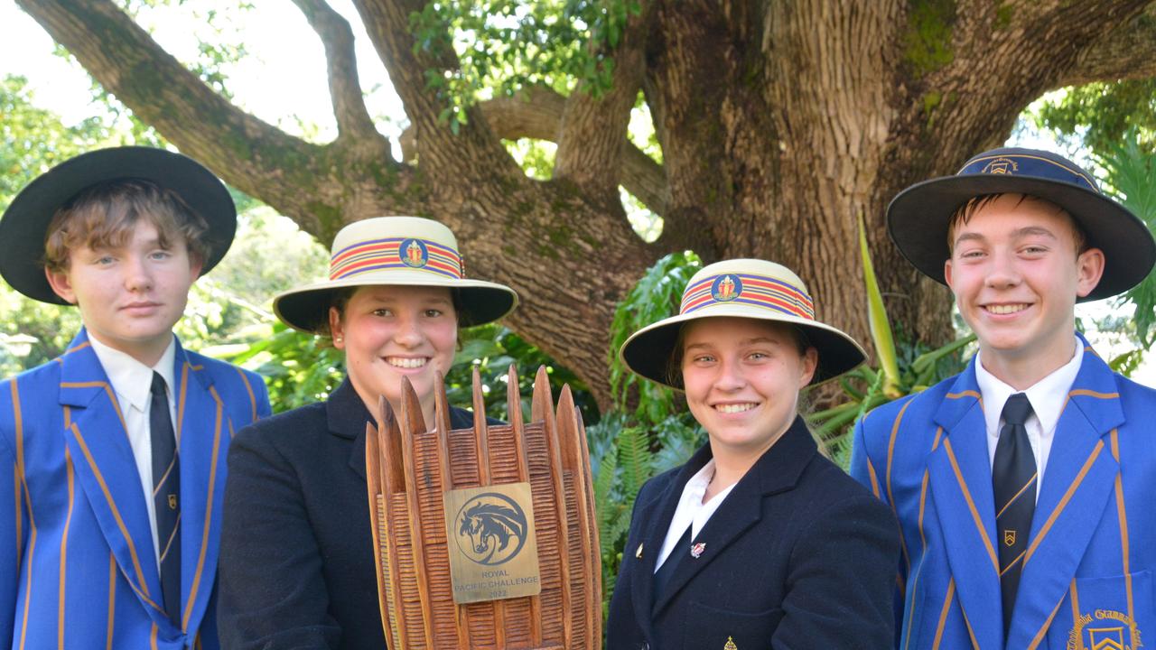 Tom Sturgeon, Ellie Michel, Savannah De Ceuster and Xavier De Ceuster celebrate their Royal Pacific Showjumping Challenge victory.