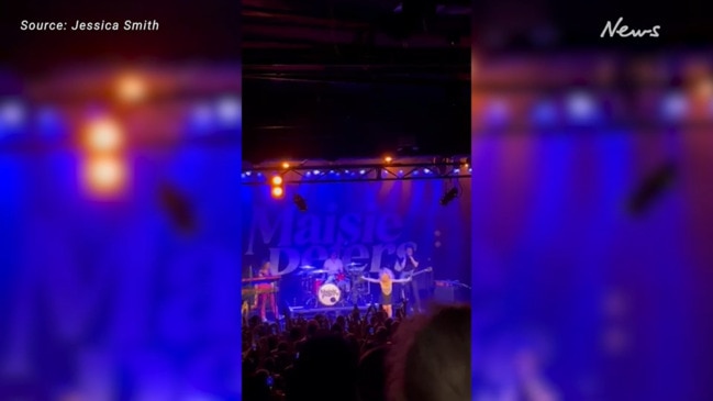 Maisie Peters does a 'shoey' at Sydney show