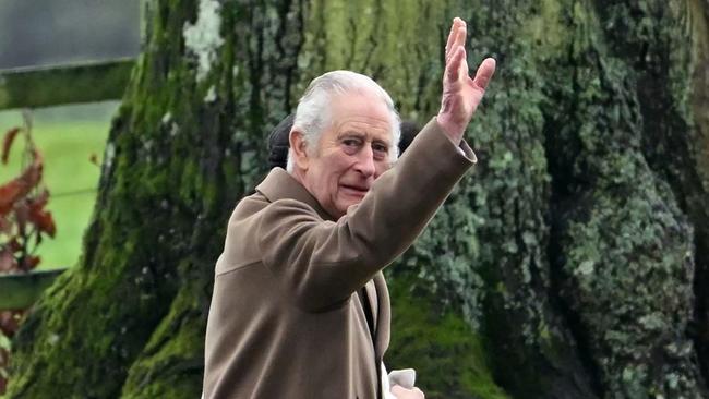 Britain's King Charles III arrive at St Mary Magdalene Church on the Sandringham Estate in eastern England on February 11, 2024. Picture: Justin Tallis/AFP