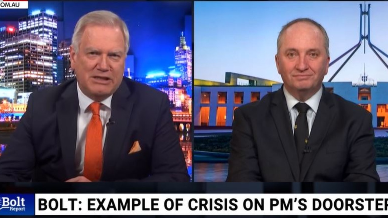 Andrew Bolt and Barnaby Joyce sided with the Prime Minister. Picture: Sky News