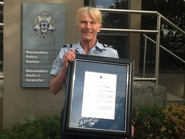 Carolyn Pethick pictured with the Erin Condon award for outstanding service in Boroondara.