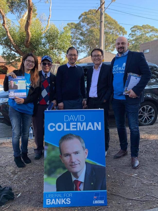 Kate Hoang campaigning for Liberal MP David Coleman before the 2019 election.