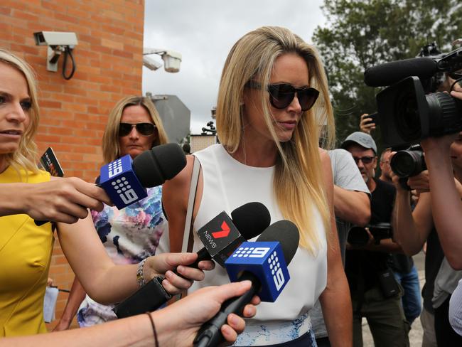 Kelly leaves Waverley Court House after appearing in court in regards to the AVO taken out against husband Anthony Bell. Picture: