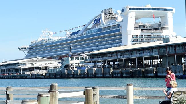 A cruise ship docks at Station Pier. Picture: Mike Keating