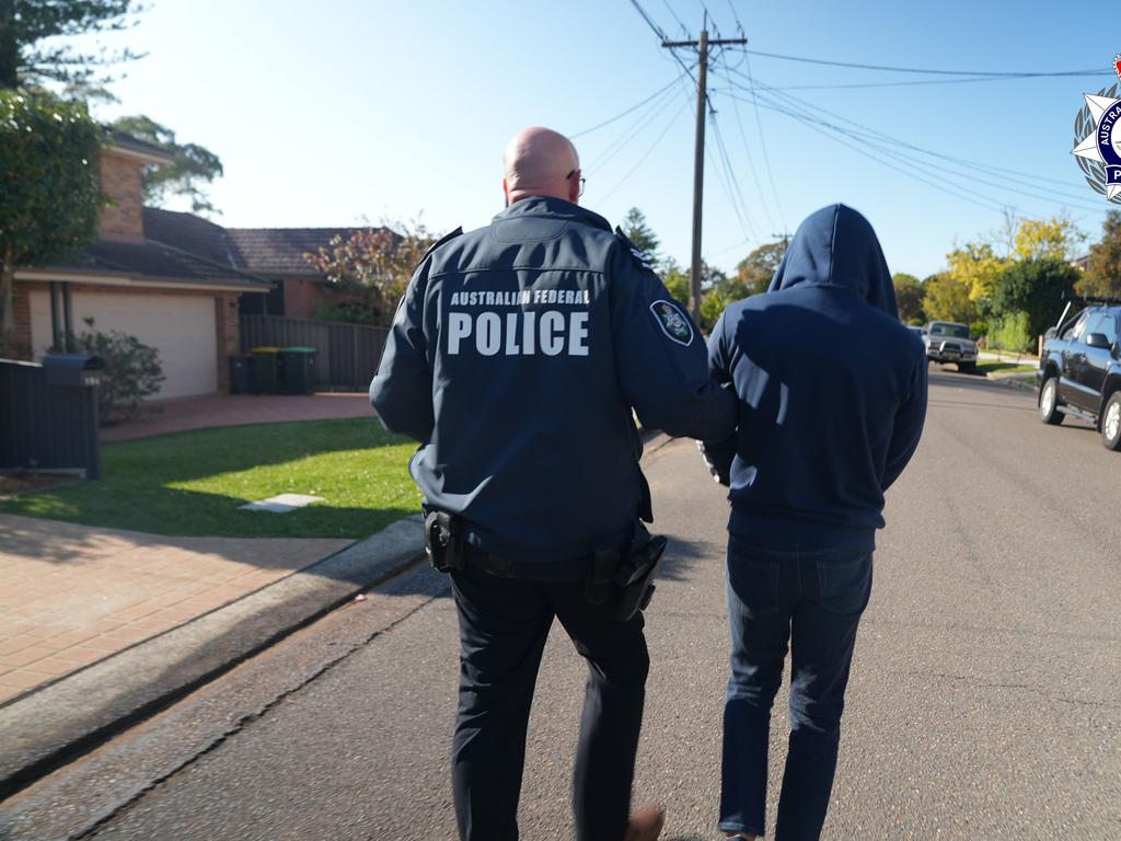 Police have seized drugs and wepons in raids across Sydney thansk to intelligence gained on the Ghost platform. Picture: AFP