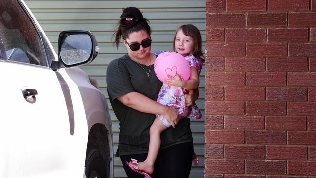 Cleo was seen holding a pink balloon. Picture: Colin Murty