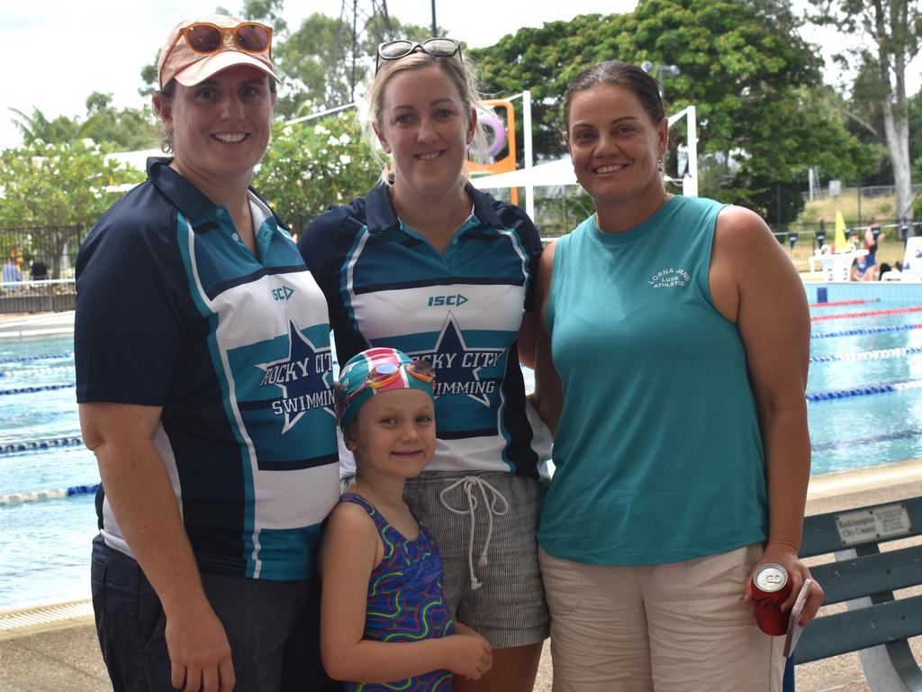 Edwina Dawson, Hayley Gunthorpe, Toni Sheppard and Gabby Gunthorpe (front) at the Central Queensland Swimming Championships at the 2nd World War Memorial Aquatic Centre, Rockhampton, on March 1, 2025.