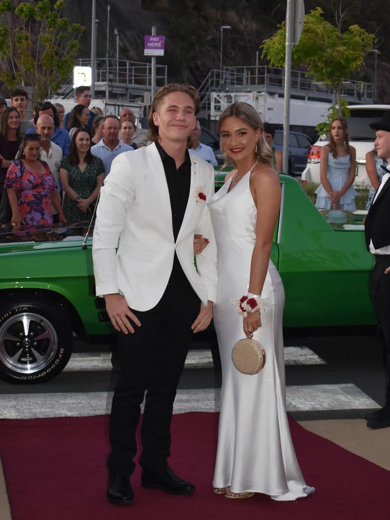 Emilie Wasley and Kaylem Douthwait at the Proserpine State High School formal at Shute Harbour Marine Terminal on November 15, 2023. Photo: Zoe Devenport