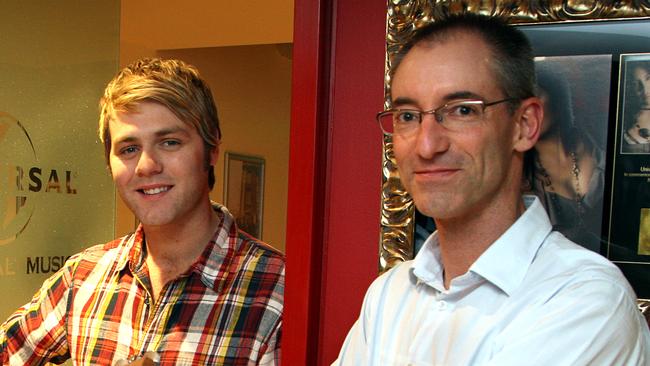 Singer Brian McFadden with former Universal Music CEO George Ash.