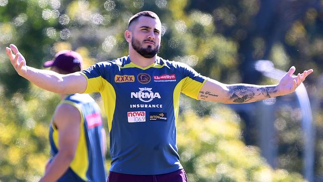 Jack Bird during a Brisbane Broncos training session. Photo: AAP