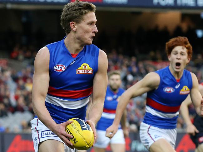 AFL Round 17. 14/07/2018. Melbourne vs Western Bulldogs at the MCG.  Western Bulldogs Aaron Naughton first quarter action    . Pic: Michael Klein