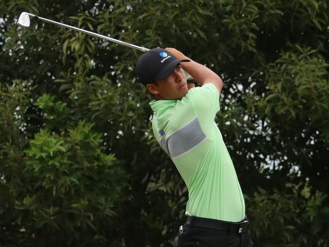 South Australian amateur Jack Thompson...leading the Queensland Open at Pelican Waters at Caloundra. Photo: Justin Falconer, Golf Aust